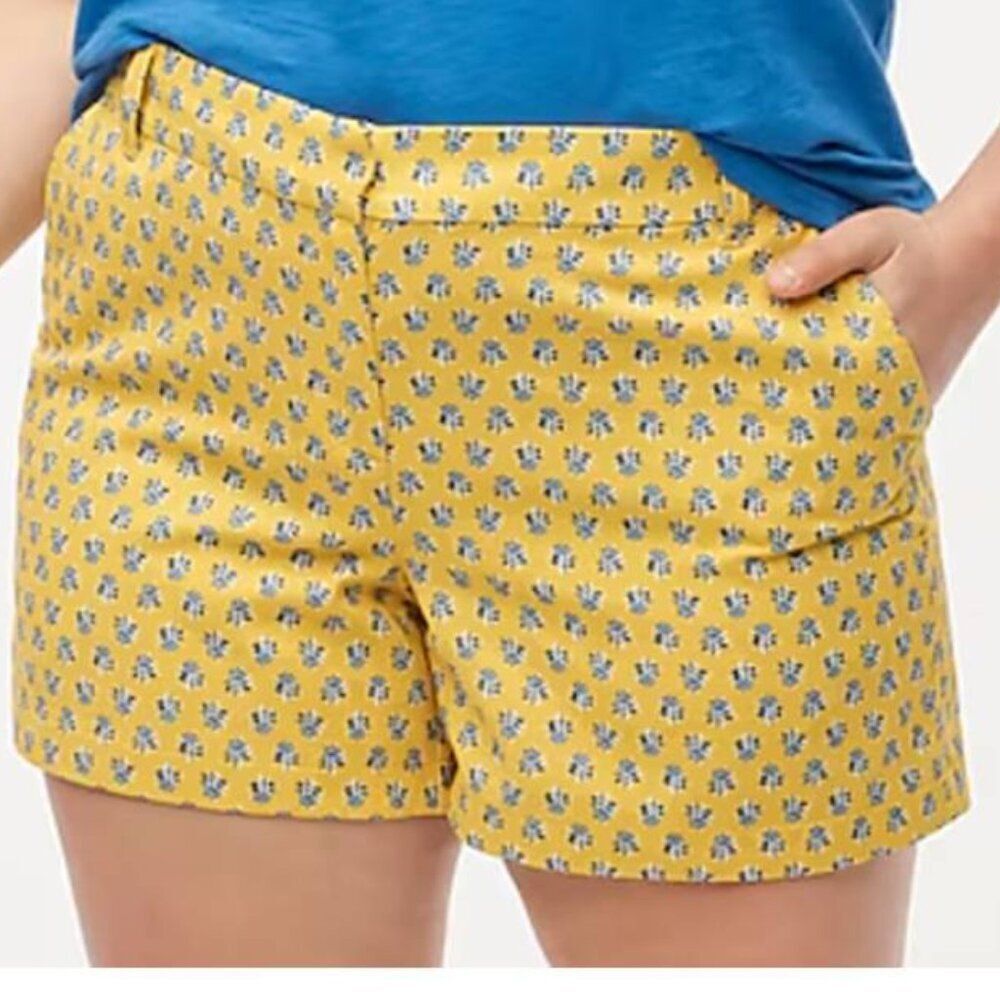 J Crew Women's Classic Chino Tropical Print 5" Short Cotton Beach Yellow